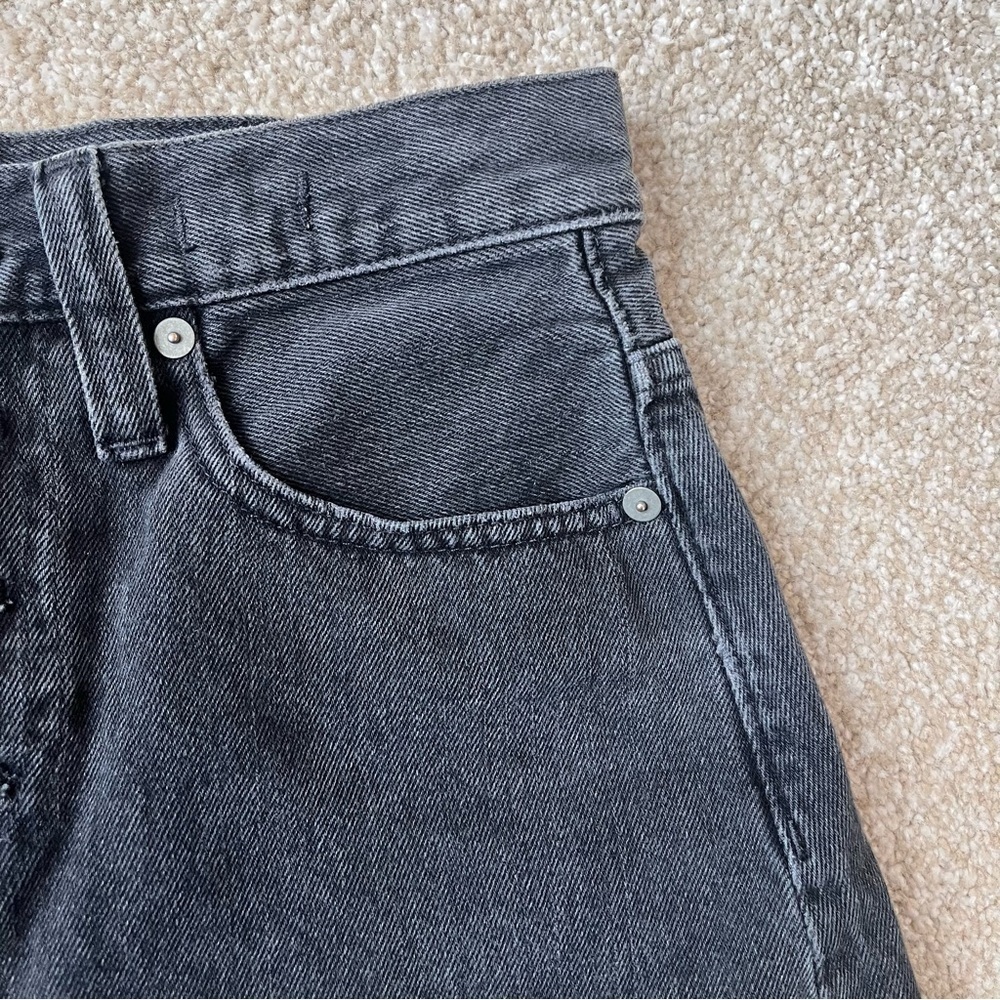 Madewell Black Rigid Denim A-Line Distressed Mini Skirt Size 25 - Picture 5 of 13
